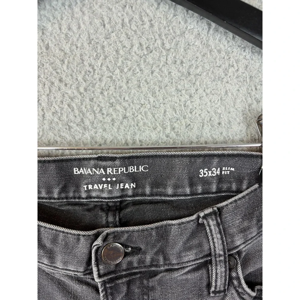 Banana Republic Travel Jean Jeans Mens 35x34 Gray Medium Wash Slim Stretch Denim